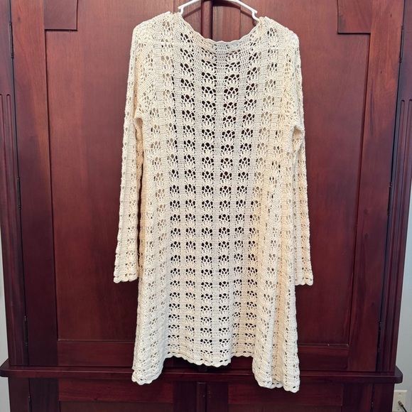 One Step Up Knitwear Chic Cream Crochet Open Front Cardigan Size Large - Picture 2 of 10